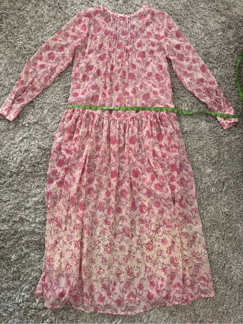 FREE PEOPLE XS✨ See It Through Floral Long Sleeve Maxi Dress like new *NO liner*